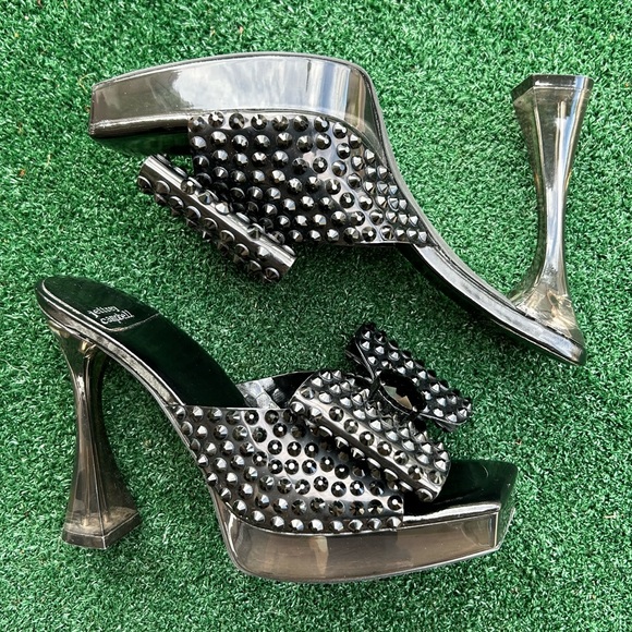 NWT Jeffrey Campbell Gemina Mule Stud Platform Slide Sandal Black 8 - Picture 5 of 16